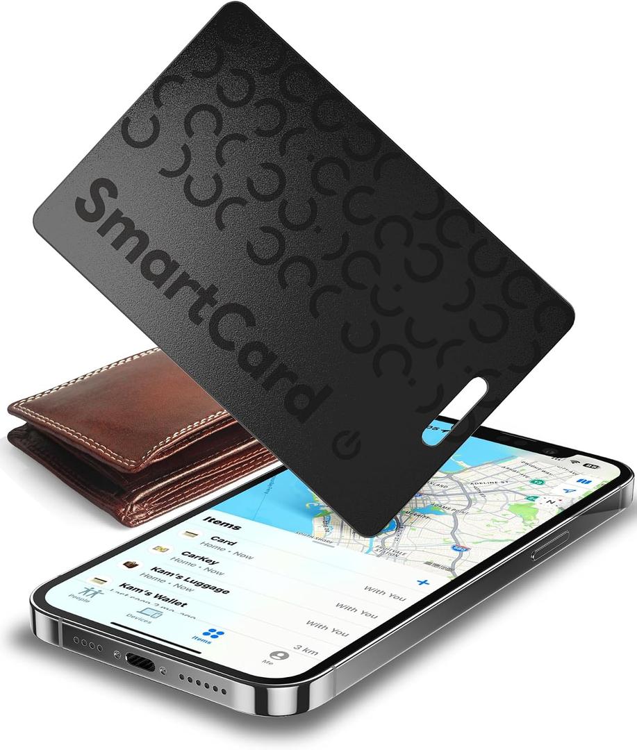 MFi Certified Wallet Tracker Card for Apple Find My, Ultra Slim Rechargeable & IP68 Waterproof Item Finder Locator Tag to Find Lost Wallets, Keys, Luggage (Blue, 1 Pack)