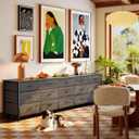 Huuger 86.6 Inch Dresser for Bedroom, TV Stand for 65, 75, 85 Inch TV, 15 Fabric Drawer Long Dresser, Large Entertainment Center for Bedroom, Wide Chest of Drawer with Storage, Charcoal Black, 11.8"D x 86.6"W x 26.8"H