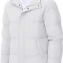 Cotrasen Men's Puffer Jacket Hooded Down Jacket Water-Resistant Windproof Full Zip Up Winter Warm Thicken Coat with Hood Medium