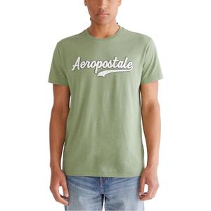 AEROPOSTALE Men's Script Logo Short Sleeve Tee, Dry Sage, Small