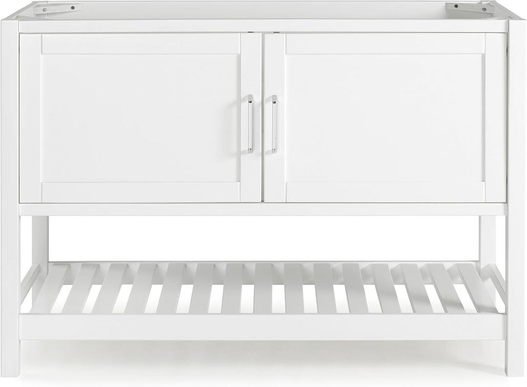 Alaterre Furniture Bennet Bathroom Vanity Cabinet with Soft-Close Shaker Doors and Open Shelf 48-Inch Freestanding Bathroom Vanity Without Sink Wood Bathroom Sink Base Cabinet (White)