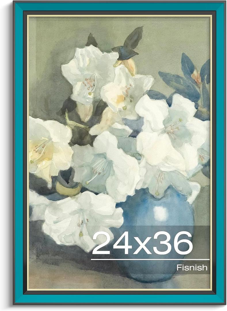 24x36 Poster Frame, Vintage 24 x 36 Poster Frame with HD Plexiglass Durable for Horizontal or Vertical Wall Mounting, Blue-Black, 1 Pack