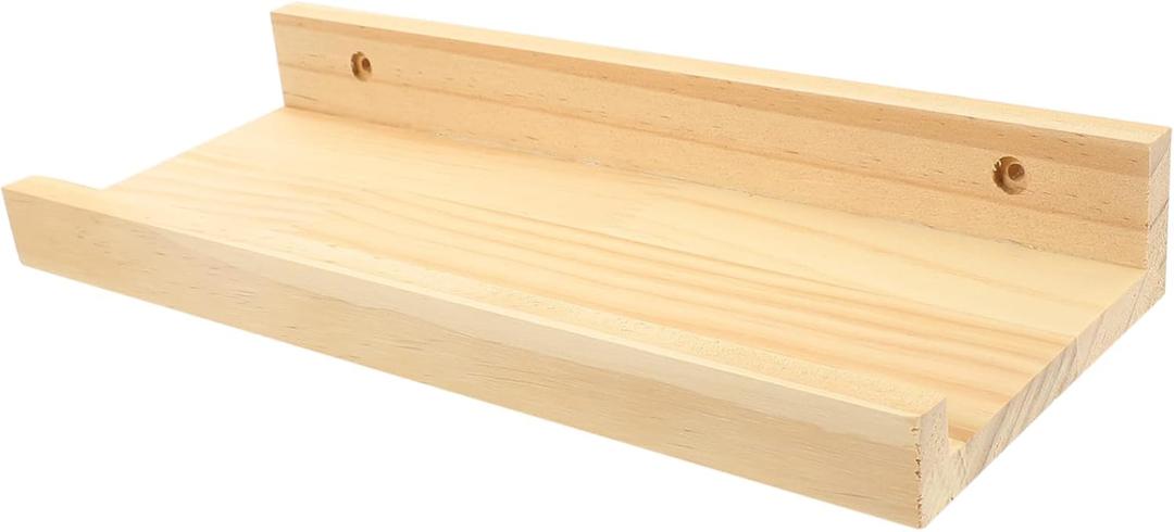 GLEAVI Practical Wooden Floating Shelf Compact Wall Display for Tiny Sundries Storage Rustic Decor for Bedroom Living Room Bathroom Pine Color
