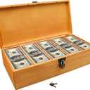 Bronze Wooden Lockable Currency Tray, 5 Compartment Cash Organizer, Cash Organizer Money Storage Box with Lockable Cover, Money Organizer for Cash