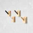 Sticky Wall Hook Hat Rack Set of 4 with Optional 4 Color Bamboo Hooks DIY Decorative, Hang Towels, Clothes, Blankets, Hats, Backpacks, Bathrobes, Nursery Door Panels (Bamboo)