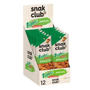Snak Club Tajin Peanuts, Roasted Nuts with Chili and Lime Seasoning, Mild, Gluten-Free and Kosher Snacks, 1.5 oz Bags, 12 Pack (EXP 04/08/27)