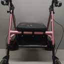2-in-1 Rollator Walker Transport Wheelchair Combo for Seniors with seat | 10" all-terrain tires|300 lbs Capacity|Foldable|Wide padded seat with backrest|Hand Anti-tip brakes|Adjustable height, Pink