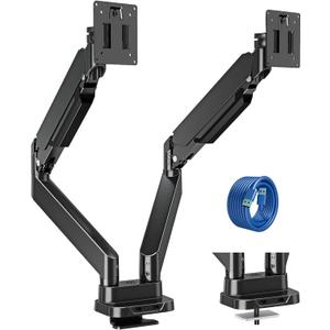Dual Monitor Mount Fits Max 39" Computer Screen, Hold 4.4-33 lbs Each Ultrawide Desk Mount, Adjustable Gas Spring Double Monitor Arm, Monitor Stand for 2 Monitors with USB, VESA