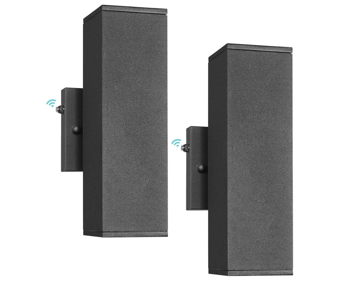 Outdoor Wall Light Fixture,Exterior Lighting Fixtures,Dusk to Dawn Modern Sconce Lights for Porch Patio Garage Front Door (Black,Square,with Sensor,2PK)