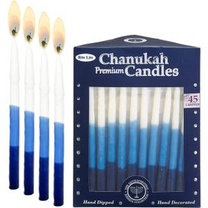 Rite Lite Premium Dripless Blue & White Hanukkah Candles - Tri Color Bulk Pack of 45 - Decorative & Fits Most Menorahs Jewish Holiday Party Favors Accessories Decorations for All 8 Nights of Chanukah