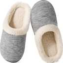 Wishcotton Women's Lamb-rub Sherpa House Slippers Memory Foam Indoor Outdoor (9.5-10.5, Grey)