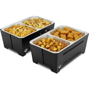 Chafing Racks for Foil Pans,Windproof Food Racks for Party Buffet with Chafing Fuel Drawer,Foldable Food Warmer Rack for Weddings,Camping and Parties 2PCS