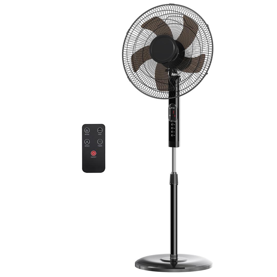 NEWBULIG 17" Pedestal Fan with Remote, 15H Auto Timer, Quiet Standing Fan for Bedroom, Living Room & Office, 3 Speeds, 3 Modes, Adjustable Height & 80 Oscillation