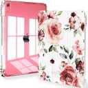 Feams for iPad A16 11th Generation 11 Inch Case 2025, iPad 10th Generation 10.9 Inch 2022, Slim Clear Back Cover with Pencil Holder & Auto Sleep, Rose