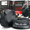 Fincci Pack Inner Tubes 700c x 35c - 40c - 48c with 48mm Presta-Schrader Valve - 700c Bike Tube for Gravel, Urban, Road,Touring, Hybrid, E Bikes - 28 inch Tubes Butyl Rubber for Wheels 622