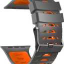 Watch Band for Apple Watch Ultra 2 49mm 45mm 44mm 42mm Soft Rubber watch bands for iWatch SE 1 2 Series 4 5 6 7 8 9 for men women (Grey Orange)