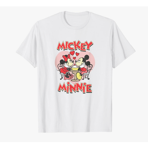 Disney Mickey Valentine's Day Mickey & Minnie Hearts T-Shirt, Color: White, Size Small