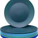 AOYITE Plastic Plates Reusable 10 inch, Unbreakable Dinner Plates set of 12, BPA Free Microwave & Dishwasher Safe Party Plate for Any Occasion, BBQ, Travel, Events (Coastal)