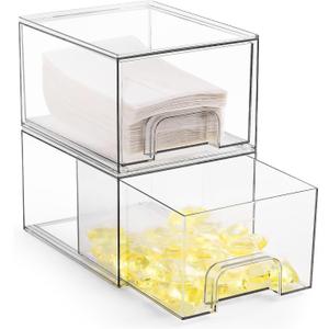 Stackable Dryer Sheet Holder and Laundry Pods Container Set by VOTLEVT, Clear Dryer Sheet Dispenser and Laundry Pods Box Set, Dishwasher Pods Holder, Laundry Room Organization and Storage (2P)