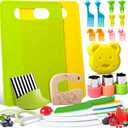 23 PCS Kids Cooking Sets, Kitchen Tools for Toddlers' Real Cooking, Kids Kitchen Knife Set with Cutting Board Kid Safe Knives Peeler Sandwich Cutters Crinkle Cutter, for Girls Boys