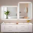 Hasipu 28''x 20'' Bathroom Mirror with Lights, Anti-Fog, Dimmable, Home Mirror Bathroom Mirrors for Over Sink Wall, Memory Function, Tempered Glass, Shatter-Proof, Wall Mounted