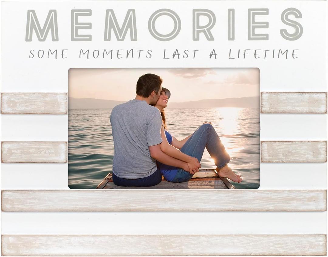 Malden International Designs 4x6 Memories Sentiment Picture Frame Memories Some Moments Last A Lifetime Raised Sunwashed Contrasting Stripes Gray Screenprinted Text