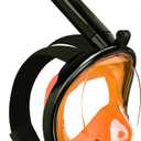 Full Face Snorkel Mask, Snorkeling Mask with Detachable Camera Mount, 180 Panoramic Anti-Fog Anti-Leak Diving Mask for Adult and Kids (Small/Medium, Black Orange)