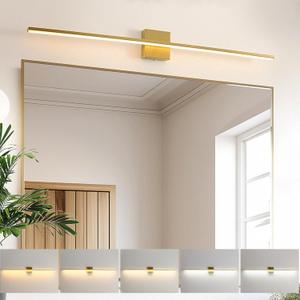 Brushed Gold Vanity Light 40 Inch Modern Bathroom Light Fixtures 23W Wall Vanity Lamp Over Mirror, Dimmable 5CCT LED Wall Sconce for Bedroom Cabinets UL Certificated