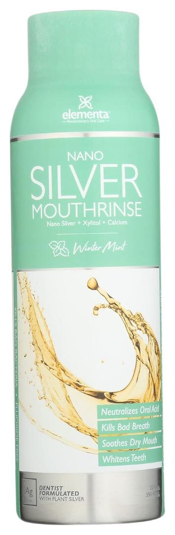 Elementa Nano Silver Winter Mint Scent Mouth Rinse, Fluoride Free, Alcohol Free, 20 Fluid Ounce (Pack of 1)