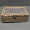 Rattan Box with Clear Lid Wooden Frame Decorative Handmade Boho Woven Rattan Wicker Baskets Cane Bins Keepsake Memory Jewelry Boxes Desk Shelf Closet Organizer Container (Natural, Small)