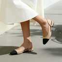 Athlefit Slingback Flats for Women Square Pointed Toe Two Toned Flats Wedding Pumps for Women, Size 9