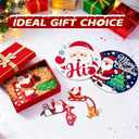 Novabright 2025 6 Pcs Christmas Door Decorations 2 Pcs Wooden Xmas Hanging Sign & 4 Pack Xmas Door Topper Frame Santa Claus Merry Christmas Sign Deer and Penguins Cabinet Corner Decor