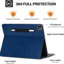 HFcoupe for M4 iPad Pro 13 inch Case 2024, Book Style iPad Pro 7th Generation Cover with Elastic Pencil Holder, Magnetic Closure, Auto Wake/Sleep Embossed Protective Folio for iPad pro 13", Navy
