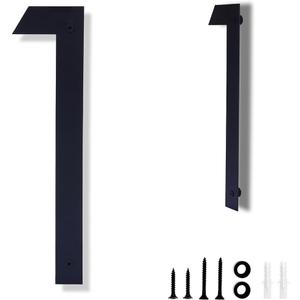 12 Inch House Numbers for Outside Modern Metal Black Address Numbers for House Floating Door Numbers with Nail Kit for Number 1