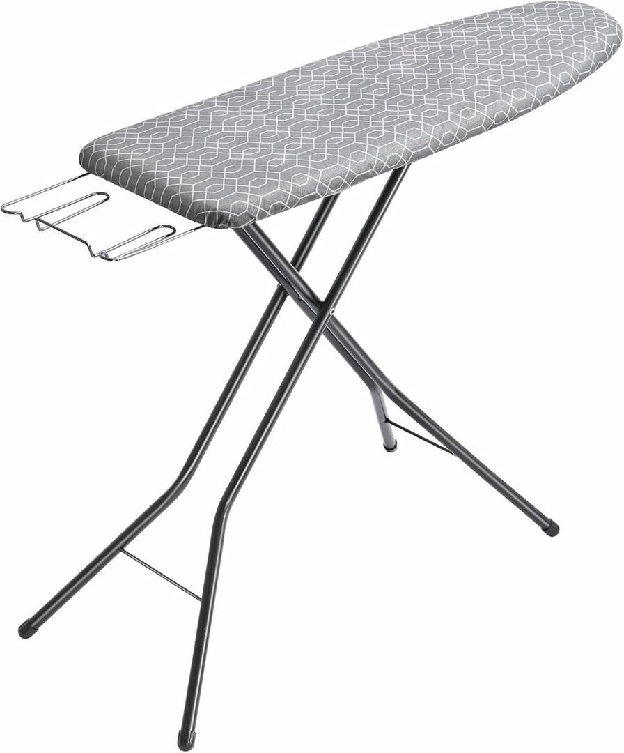 APEXCHASER Full Size Ironing Board with Iron Rest, Lightweight Iron Board with Height Adjustable, Extra Thick Heat-Resistant Cover with Padding, Heavy-Duty Sturdy Metal Legs, 43x13 Grey (1343, Gray)