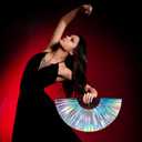 Large Rave Fan UV Glow Hand Fan with Holster for Men Women Disco Party Supplies for Carnival St. Patrick's Day Edm Music Festival Club Rave Accessories(Laser)