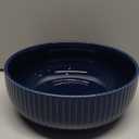 UUEMB Extra Large Salad Bowl, 2800ml Ceramic Fruit Bowl, Stylish Navy Blue Bowl Round Vertical Stripe, Soup Bowl, Serving Bowl for Salad, Fruit, Noodle, Soup(23.5x8.8cm, 95oz)