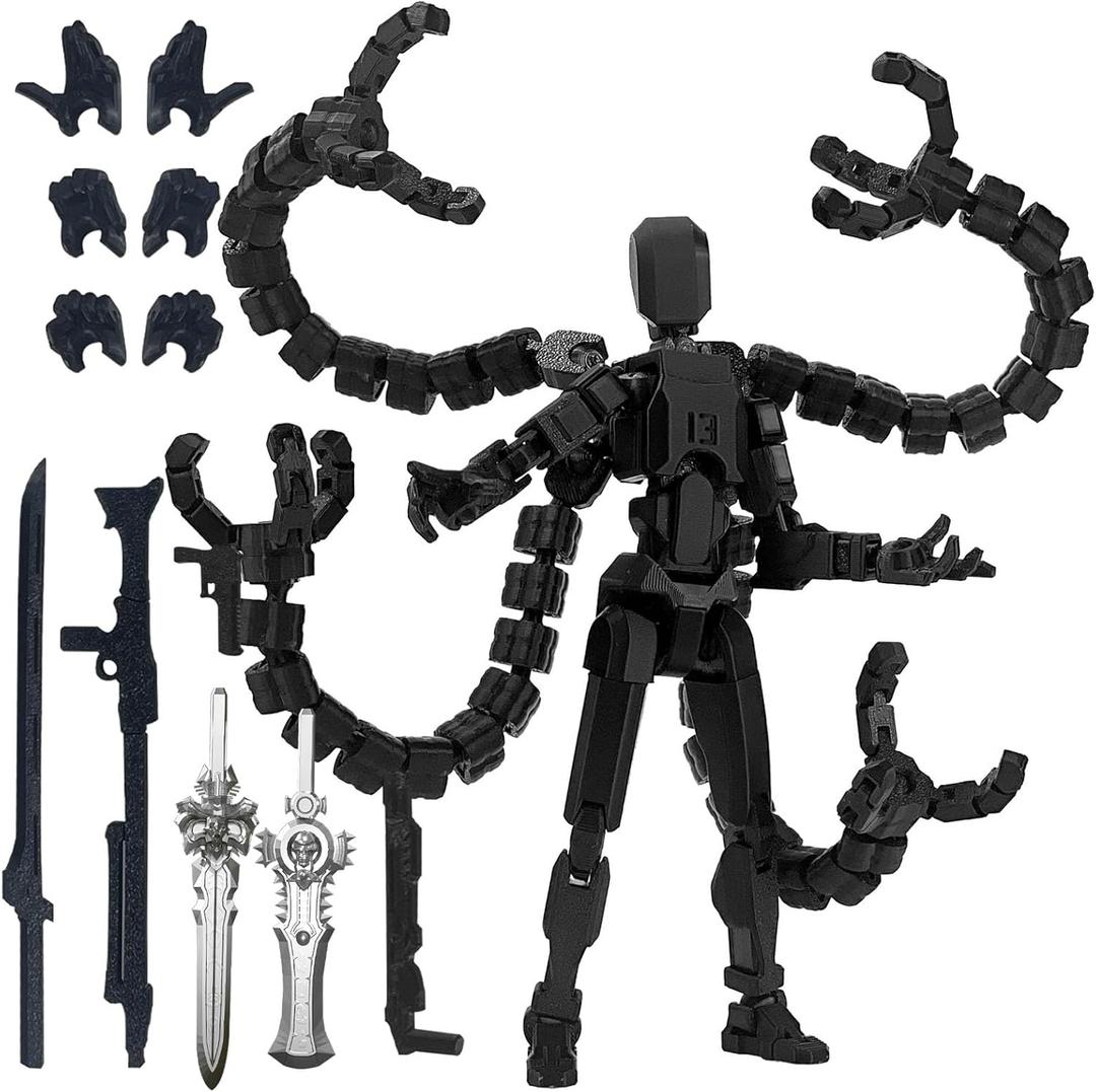 Already Assembled T13 Action Figure Accessories, Dummy 13 T13 Multi-Jointed Movable, for Collectors Desktop Decorations t-13 Movability 3D Printed Toys (Black-)