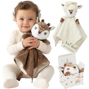 Zelkii Reversible Lovey for Babies, Security Blanket for Babies with Pacifier Holder, Fawn Deer Lovey for Baby, Day-to-Night Comfort Companion, Patent-Pending Oeko-TEX Certified
