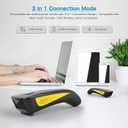 NETUM Mini Barcode Scanner Bluetooth Compatible, Small Portable USB Bar Code Scanner for Inventory, 2.4G Cordless Image Reader for Tablet iPhone iPad Android iOS PC POS (2D-C750-Yellow)