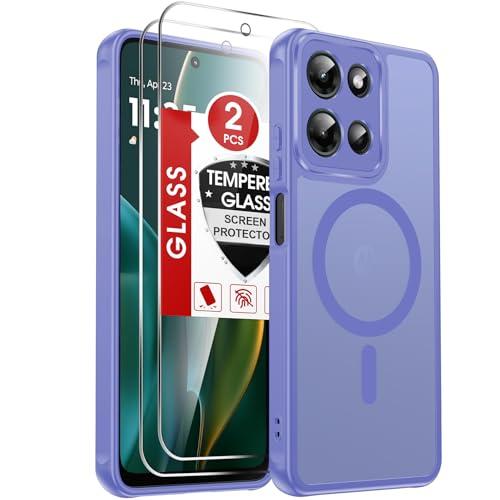 LeYi for Moto-G-2025 Case: Motorola G 2025 Case with Screen Protector, Moto G Cover 2025 [Magnet Fit] Matte Translucent Soft-Touch & Full Body Shockproof Funda para Moto G 2025, Sky Blue