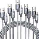 JSAUX USB A to USB C Cable [5-Pack, 3.3FT], USB to Type C Charger Cord Fast Charging Compatible with iPhone 16/15 Series, Galaxy S20/S10/S10+/S9, Note 20/10, Moto G, LG - Grey