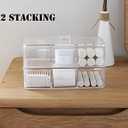 Sooyee Qtip Holder Rectangle Cotton Ball and Swab Holder Organizer with Lid, Dustproof,Waterproof,Clear Acrylic 3 Compartment Cotton Pad Container for Cotton Swabs, Make Up Pads, Cosmetics