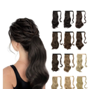 Sofeiyan Curly Ponytail Extension 15 Inch Heat Resistant Synthetic Natural Wavy Hairpiece Wrap Around Pony Tail Hair Extensions for White Black Women Hair Piece, Dark Brown