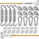 80 Pcs Sun Shade Sail Hardware Kit 5 inch 304 Stainless Steel for Rectangular/Square/Triangle Sun Shade Sail Installation Patio Lawn and Garden, Heavy Duty Anti-Rust Sail Shade Hardware Kit