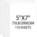 Cardstock 5x7, 110 Sheets, White Card Stock, 5x7 Cardstock Paper, 75lb/ 200gsm Heavyweight Blank Cards for Printer,DIY,Wedding Invitations, Thankyou Cards, Postcards
