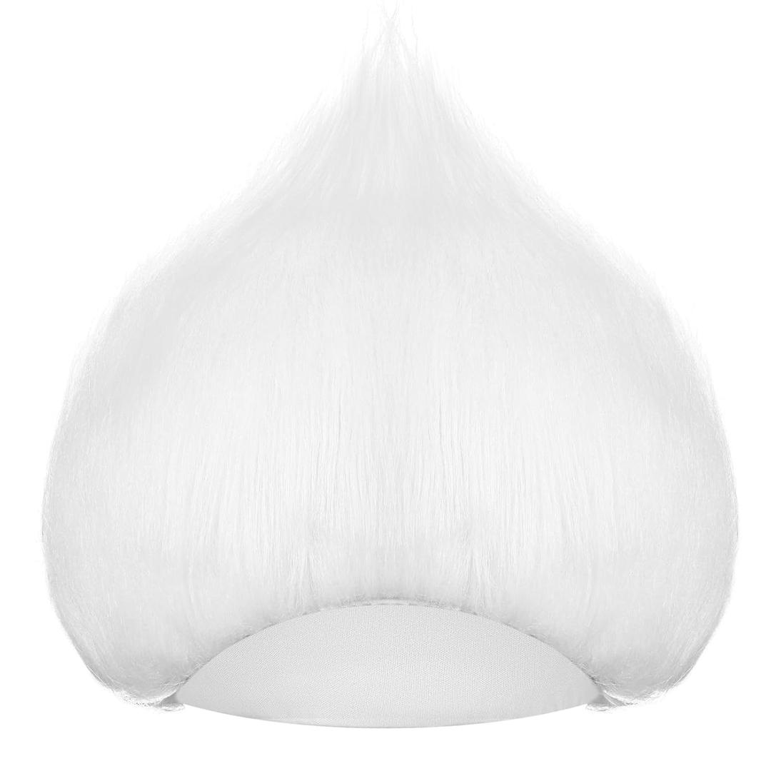 Geyoga Unisex Funny Wig Hairy Costume Funky Hairband Crazy Wig Hair for Halloween Costume Party (White)