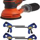 BLACK+DECKER Random Orbit Sander, 5-Inch with IRWIN QUICK-GRIP Clamps, One-Handed, Mini Bar, 6-Inch, 4-Pack (BDERO600 & 1964758)