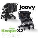Joovy Kooper X2 Side-by-Side Double Stroller Featuring Dual Snack Trays, One-Handed Fold, Multi-Position Reclining Seats, Adjustable Leg Rests, and 2 Zippered Pockets for Storage, Forged Iron MFD 11/03/2025