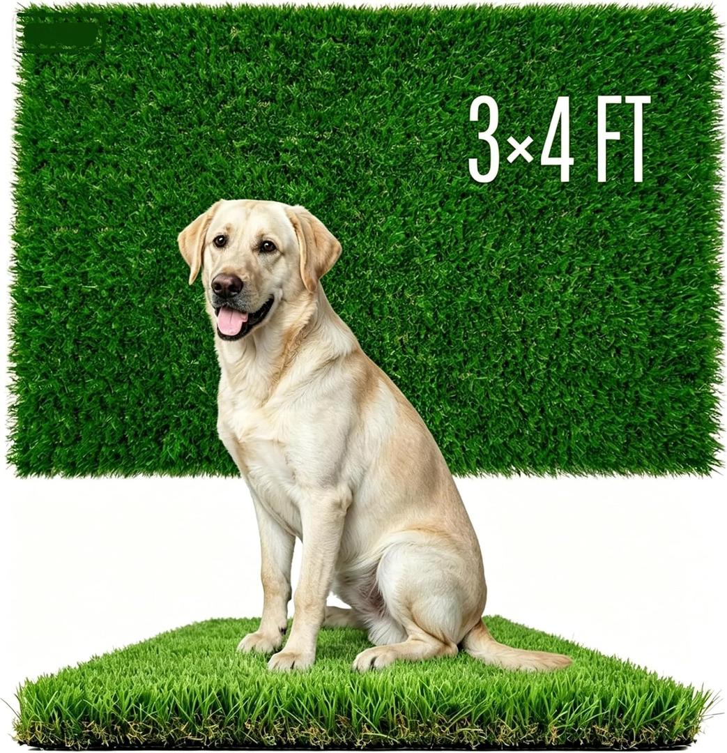 PU-Backed Artificial Grass - Same As The Home Depot, 1.57" (40mm) Pile Height Grass with Drainage Holes, Indoor/Outdoor Pet-Friendly Faux Grass (3 X 4 FT)